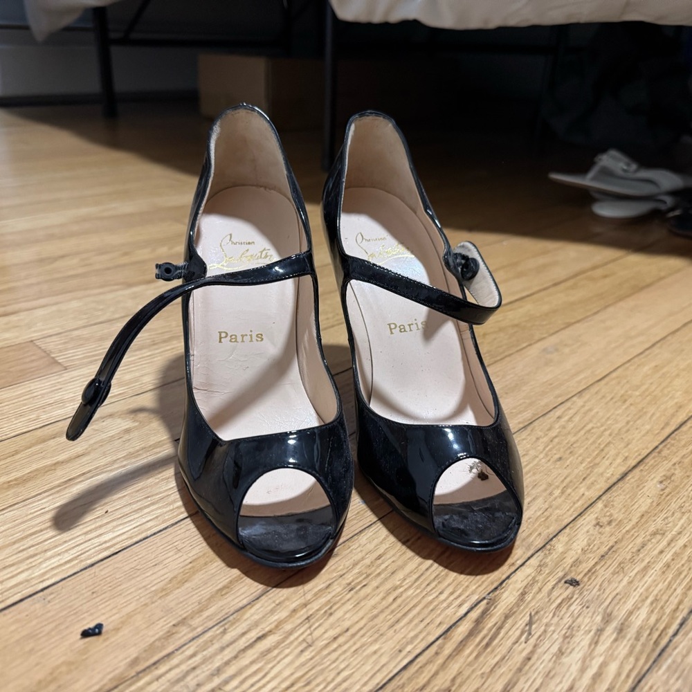 Christian Louboutin Black Patent Leather Mary Jane Heels